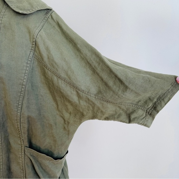 H&M double zipper linen baggy 3/4 sleeve Lagenlook parka - Picture 7 of 12